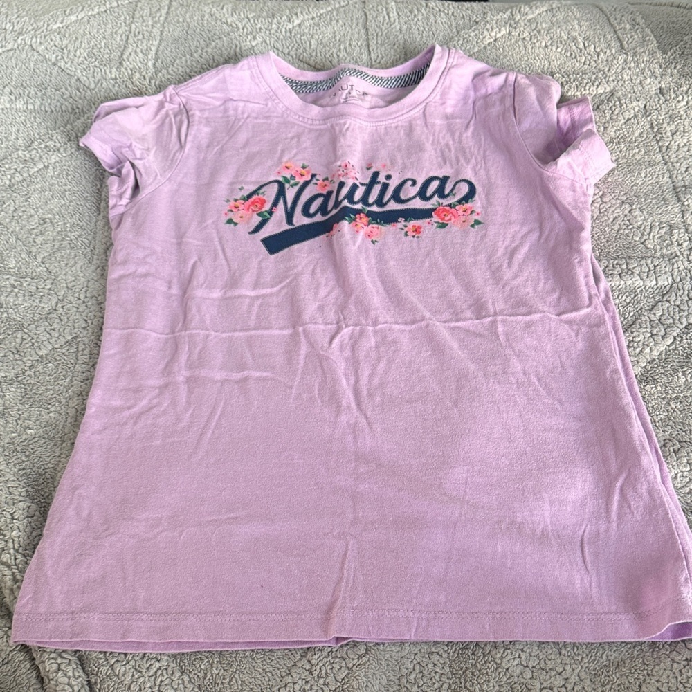 Nautica Light Pink Tee with Floral Logo